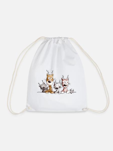 Rentier Katzen I Weihnachten Katze I Merry X-Mas - Turnbeutel - Weiß