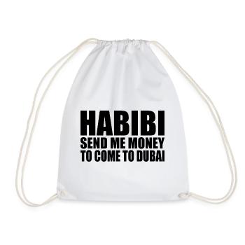 habibi come to dubai - Drawstring Bag - white - Front