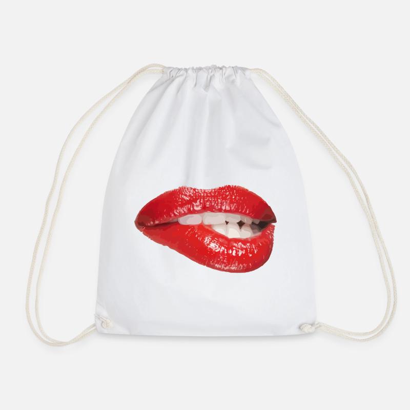 Crimson Lip Bite Pop Art - Turnbeutel - Weiß