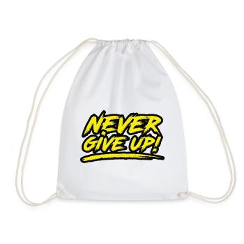 Never Give Up! - Drawstring Bag - white - Front