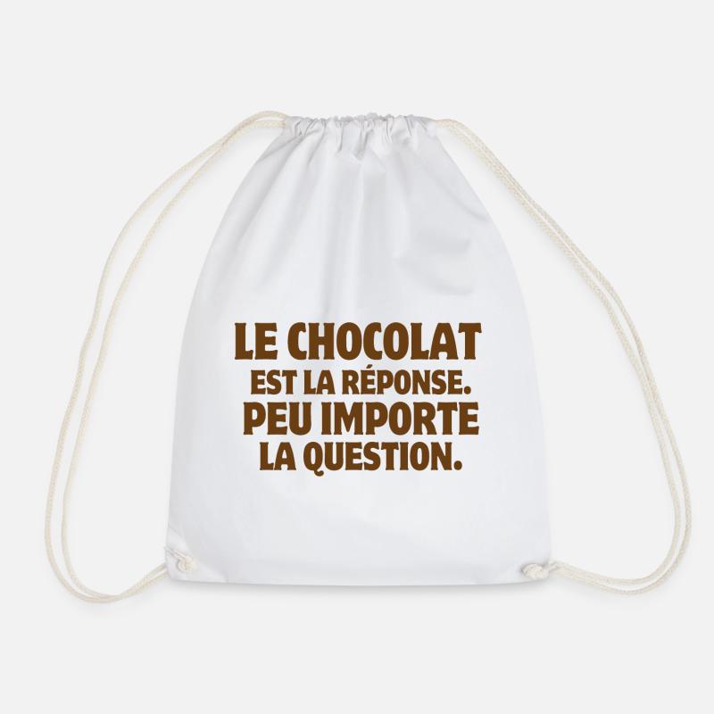 Chocolate, Chocolate Humor, I Love Chocolate - Drawstring Bag - white