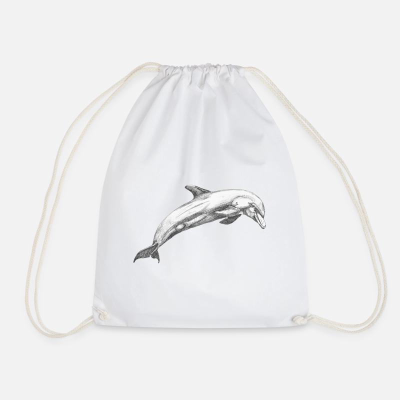 Delfin Dolphin - Drawstring Bag - white