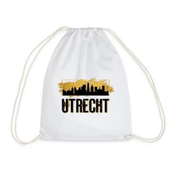 Utrecht Netherlands Holland Skyline City Gold - Drawstring Bag - white - Front