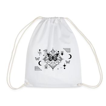 Geometric Butterfly Silhouettes - Drawstring Bag - white - Front