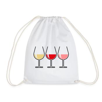 White wine Red wine Rosé wine (wine belly by the glass) - Drawstring Bag - white - Front