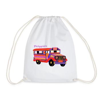 Jeepney Ride – Filipino Culture - Drawstring Bag - white - Front
