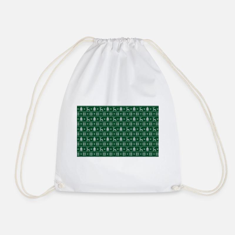 Christmas Deer pattern - Drawstring Bag - white