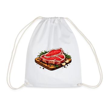 Juicy steak illustration - Drawstring Bag - white - Front