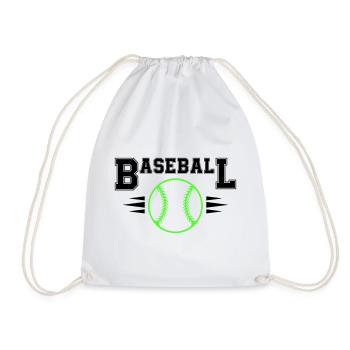 Neon Baseball Ball with Illuminated Stitches - Drawstring Bag - white - Front