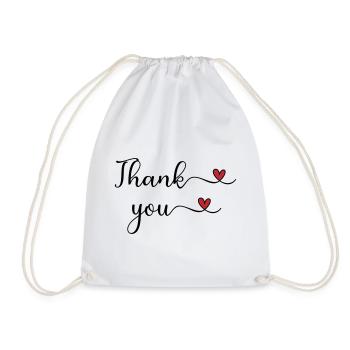 Thank you Heart Typography Gift - Drawstring Bag - white - Front