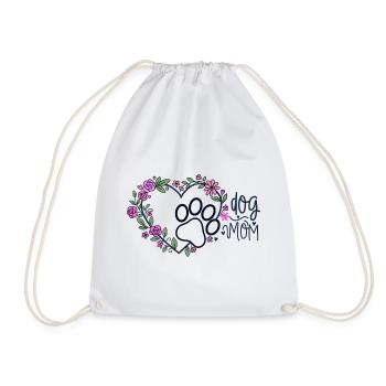 Flower Heart Dog Mom - Drawstring Bag - white - Front