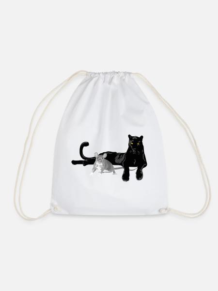 Schwarzer Panther und graue Maus Silhouette - Turnbeutel - Weiß