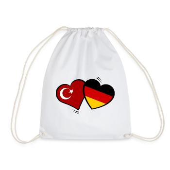 Türkei Deutschland Herzenflaggen - Turnbeutel - Weiß - Vorne
