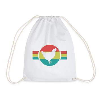 Huhn Retro Silhouette - Turnbeutel - Weiß - Vorne