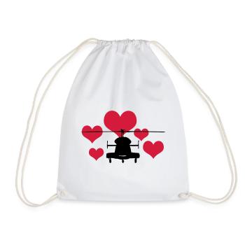 Heli mit 5 Herzen - Turnbeutel - Weiß - Vorne