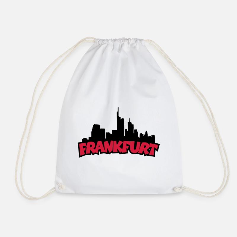 Frankfurt Skyline (Black / Red) - Drawstring Bag - white