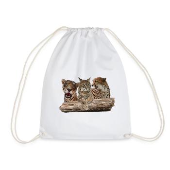 Lynx, Jaguar and Cheetah - Drawstring Bag - white - Front