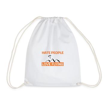 Hate people - love flying - Drawstring Bag - white - Front