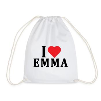 t-shirt I love Emma t-shirt gift idea - Drawstring Bag - white - Front