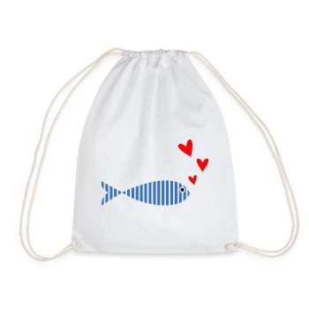 SARDINE. FISH. APRIL FOOL. EASTER. SEA - Drawstring Bag - white - Front