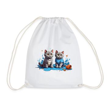 Amoureux des chats dans la flaque bleue - Sac de sport léger - blanc - Devant