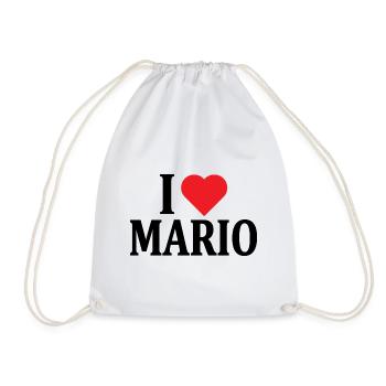 I love Mario t-shirt t-shirt gift idea - Drawstring Bag - white - Front