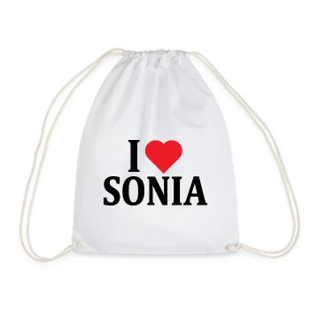 t-shirt I love Sonia t-shirt idée cadeau - Sac de sport léger - blanc - Devant