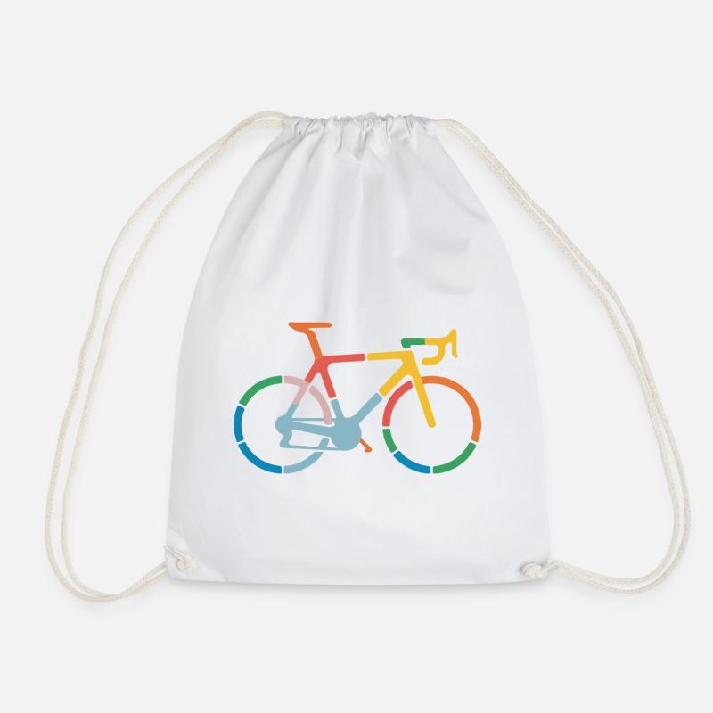 Colorful Bicycle Line Art Design - Drawstring Bag - white