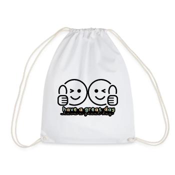 Wink & Win – Thumbs Up for a Great Day - Drawstring Bag - white - Front