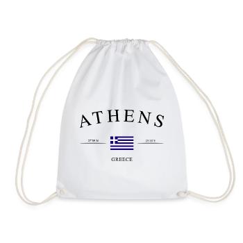 Athens Greece – Holiday Souvenir & Gift - Drawstring Bag - white - Front