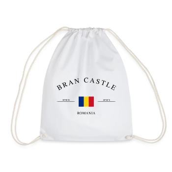 Bran Castle Romania – Holiday Souvenir & Gift - Drawstring Bag - white - Front