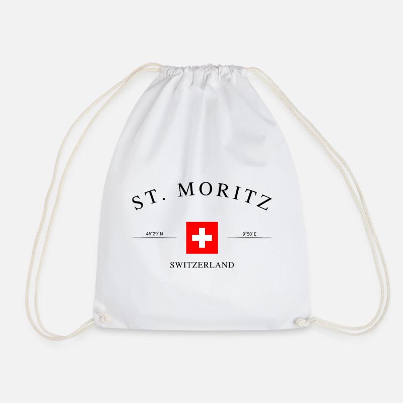 St. Moritz Schweiz – Urlaub Souvenir & Geschenk - Turnbeutel - Weiß