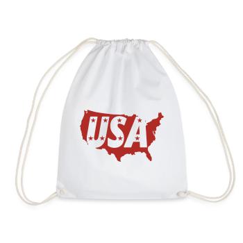 USA map with letter monograms and stars - Drawstring Bag - white - Front