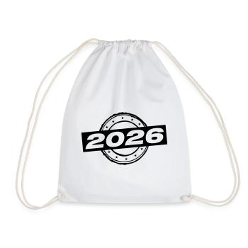 2026 year - Drawstring Bag - white - Front