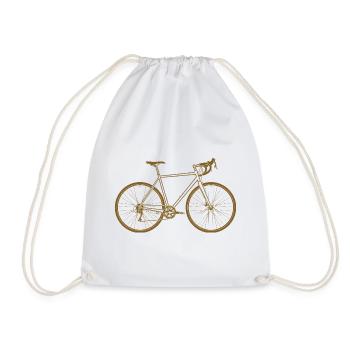 Copper Tone Bicycle Silhouette Road Bike - Drawstring Bag - white - Front