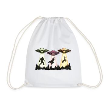 Bigfoot Alien Abduction Sasquatch UFO Spaceship - Drawstring Bag - white - Front