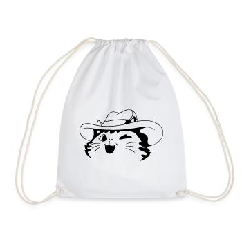 Katze Cowboy Humor - Turnbeutel - Weiß - Vorne