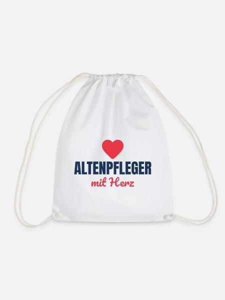 Altenpfleger mit Herz – Pflege Geschenk - Turnbeutel - Weiß