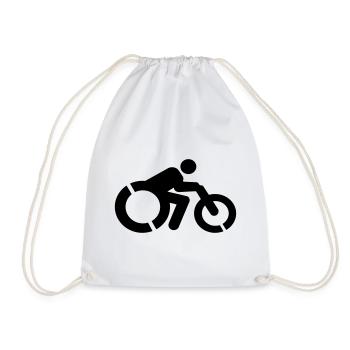 Wheelchair user with a handbike # - Drawstring Bag - white - Front