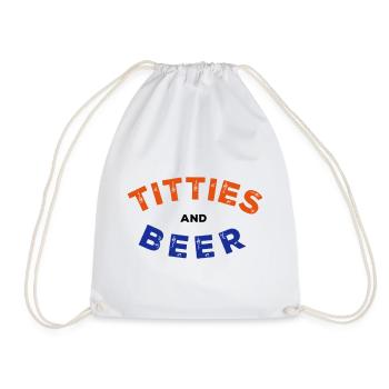 T*tties and Beer - Drawstring Bag - white - Front