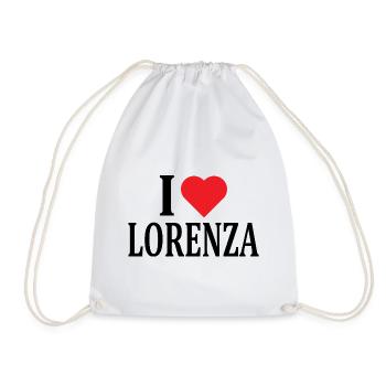 T-Shirt I love Lorenza T-Shirt Geschenkidee - Turnbeutel - Weiß - Vorne