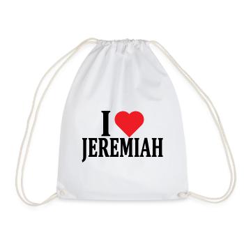 T-Shirt I love Jeremiah T-Shirt Geschenkidee - Turnbeutel - Weiß - Vorne
