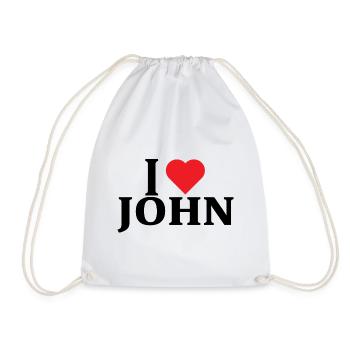 nom t-shirt I love John t-shirt idée cadeau - Sac de sport léger - blanc - Devant