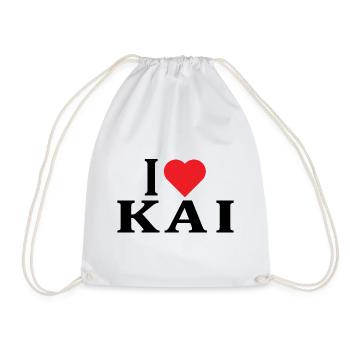 T-Shirt-Name Ich liebe Kai T-Shirt Geschenkidee - Turnbeutel - Weiß - Vorne