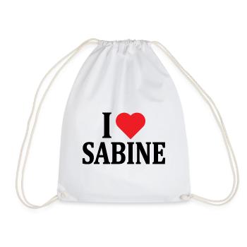 t-shirt I love Sabine t-shirt gift idea - Drawstring Bag - white - Front