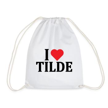 t-shirt I love Tilde t-shirt gift idea - Drawstring Bag - white - Front