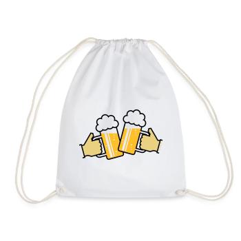 Maßkrüge Stoßen An Mit Hand! (Bier / Bierkrüge 3C) - Turnbeutel - Weiß - Vorne