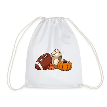 Autumn Delights: Football, Pumpkin and Pumpkin Spice - Drawstring Bag - white - Front