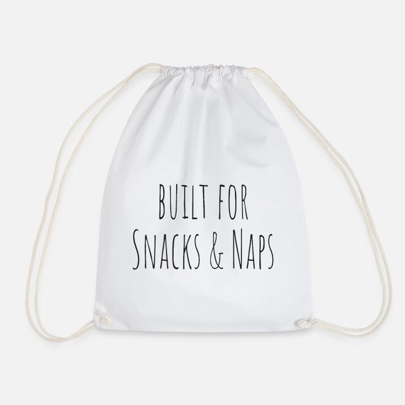 built for snacks and naps - Drawstring Bag - white