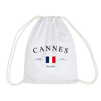 Cannes France – Holiday Souvenir & Gift - Drawstring Bag - white - Front